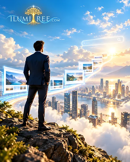 Emprendedor observando el crecimiento de su visibilidad digital y posicionamiento web