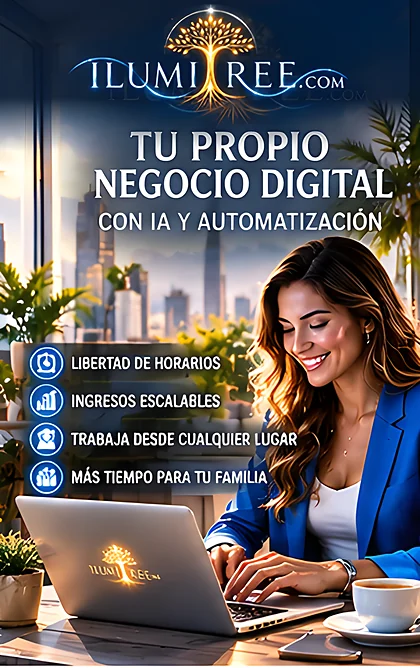 Empresaria gestionando su propio negocio digital con IA y automatización