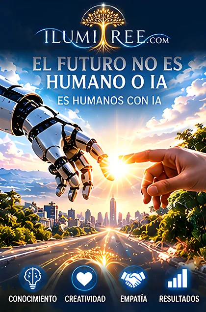 El futuro no es humano o IA, es humanos con IA: mano humana y robótica colaborando